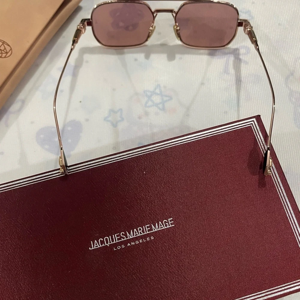 Jacques Marie Mage Women’s Gold Frame Sunglasses with Burgundy Lenses
